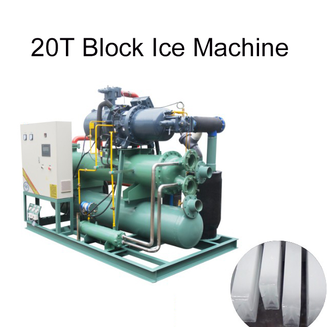 Macchina per mattoni di ghiaccio da 20 t al giorno in grado di produrre grandi cubetti di ghiaccio per un raffreddamento e una conservazione rapidi
