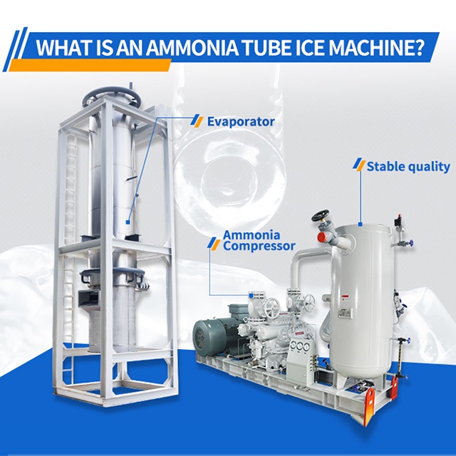 La macchina per il ghiaccio con tubo di ammoniaca con una produzione giornaliera di 100 tonnellate è pronta per la spedizione