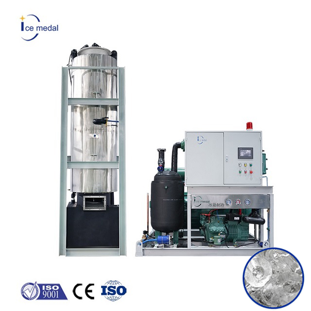 Icemedal Serie IMT Macchina per la produzione di ghiaccio a tubi ad alta capacità a risparmio energetico Ghiaccio cristallino per fabbrica di ghiaccio