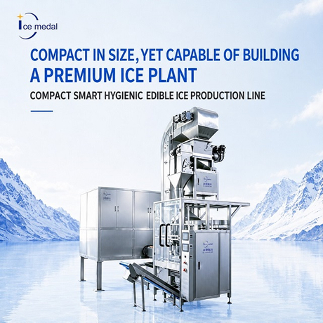 Linea di produzione di ghiaccio compattata con cubetti commestibili da 5 tonnellate/24 ore con imballaggio automatico 