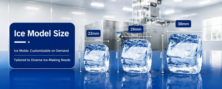 Cubo di ghiaccio personalizzato dimensioni 22 mm 29 mm 38 mm, cubetto di ghiaccio trasparente commestibile in vendita.webp