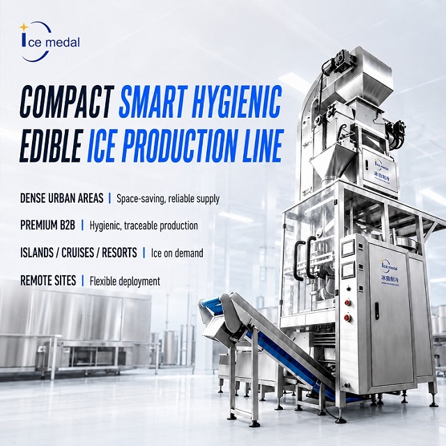 Linea di produzione di ghiaccio compattata con cubetti commestibili da 5 tonnellate/24 ore con imballaggio automatico 