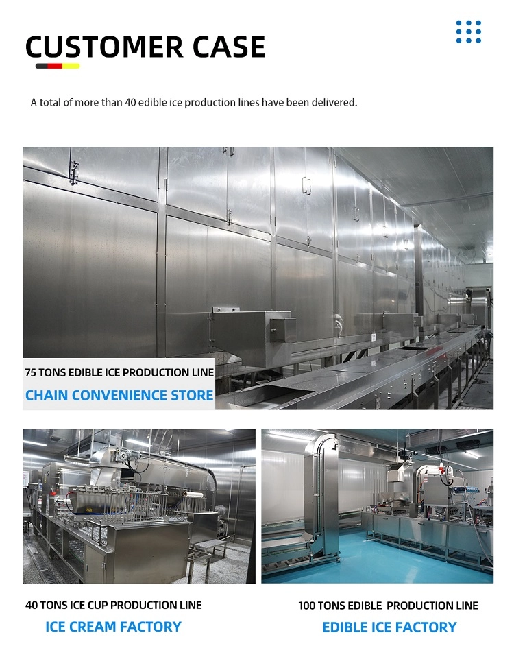 Casi dei clienti della linea di produzione di ghiaccio commestibile, progetti di produzione di ghiaccio commerciale 75T 40T 100T.webp